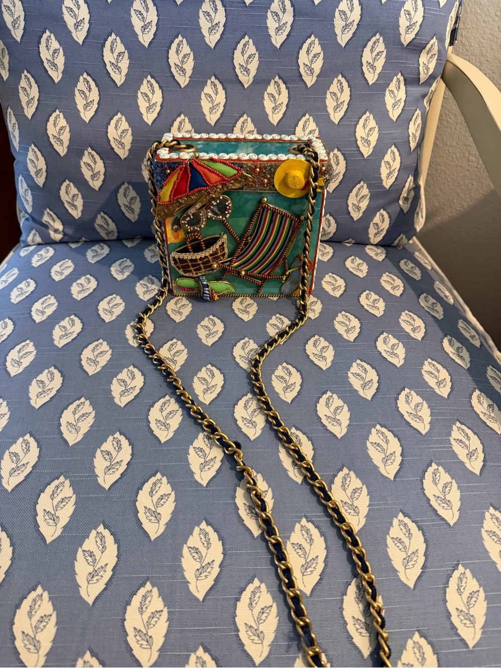 Mary Frances Embellished Multicolor Beach Therapy beach Scene Crossbody Bag